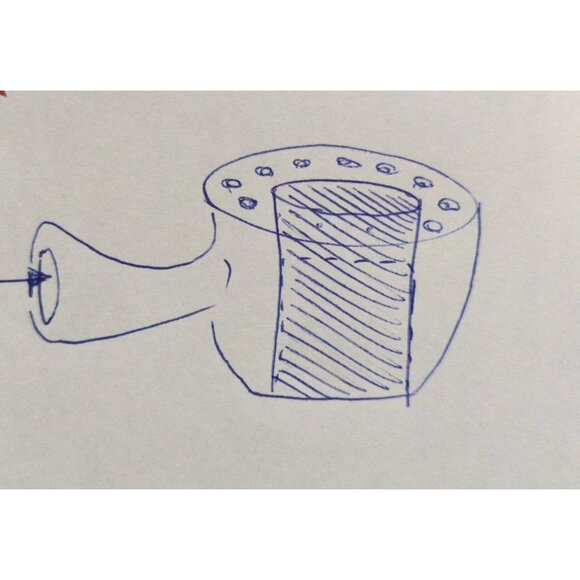 Vintage brass flower frog, decorative metal mystery item, antique telephone horn - Picture 10 of 10